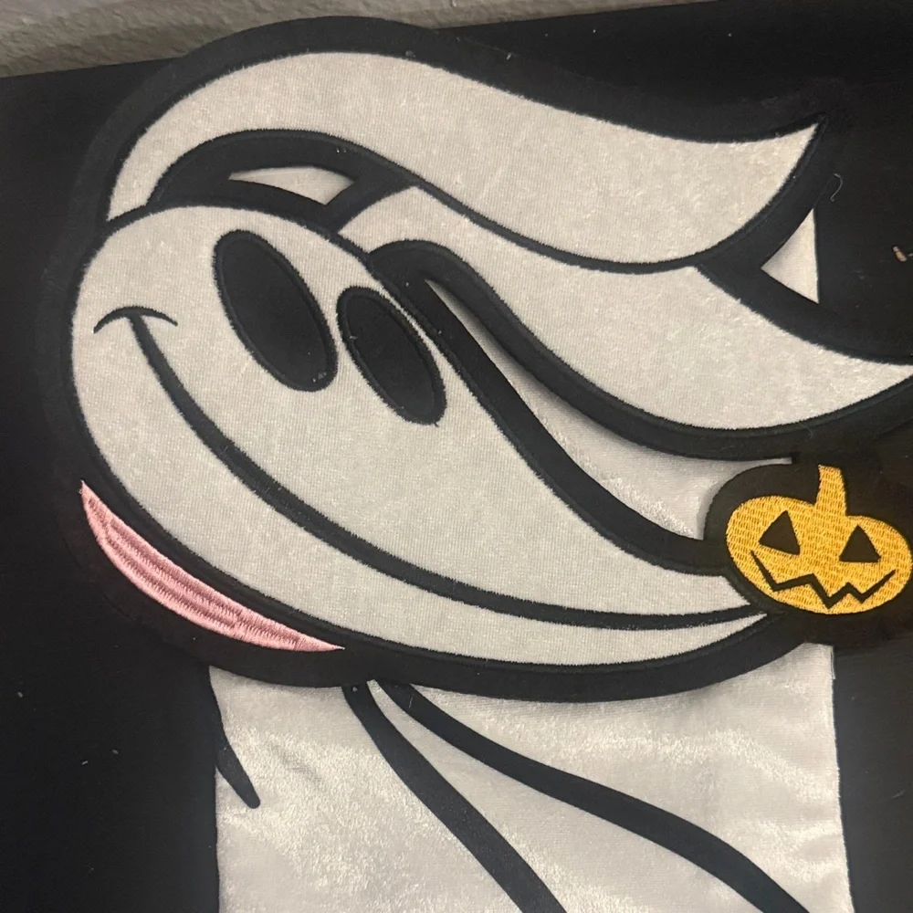 Ghost Halloween Stocking with Pumpkin Accent